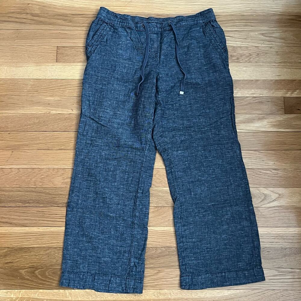 George Linen Blend Cropped Drawstring Pants - Size 12 (UK)